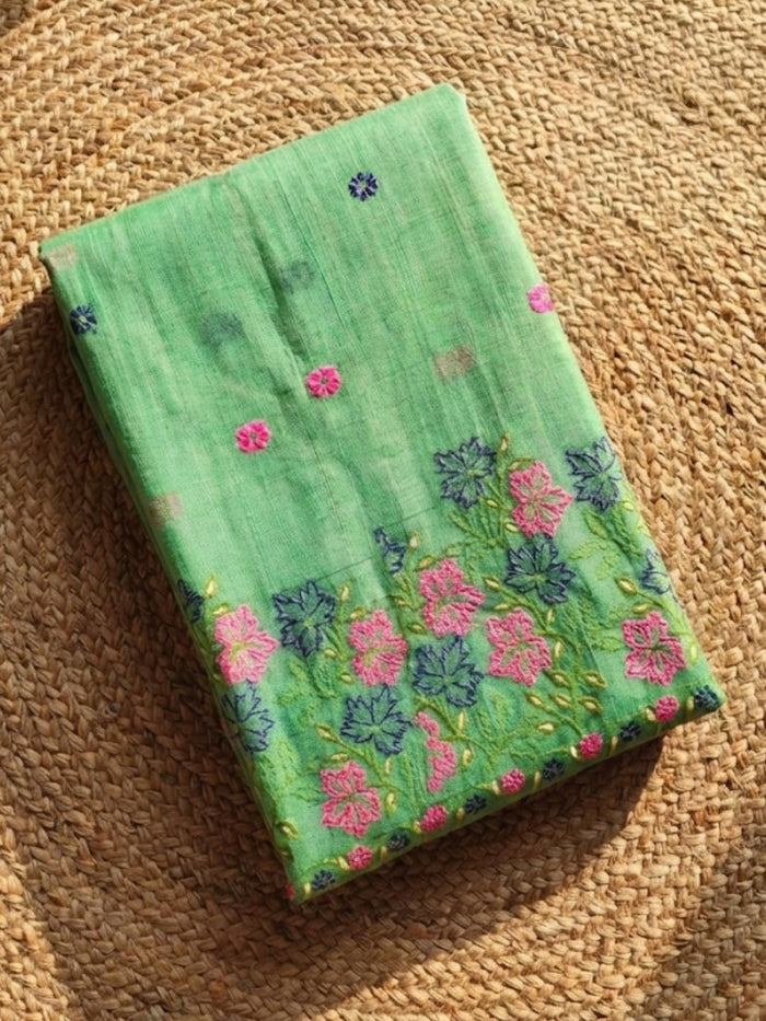 Indiehaat | Jamdani Cotton Suit Material Green
