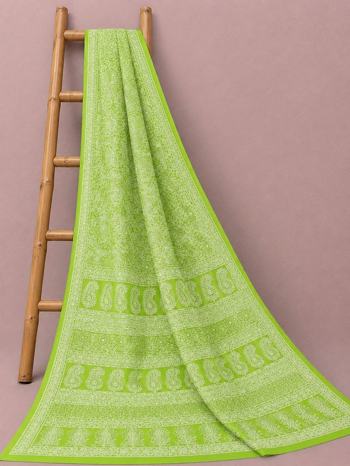 Indiehaat | Red Georgette Chikankari Saree | Party Wear