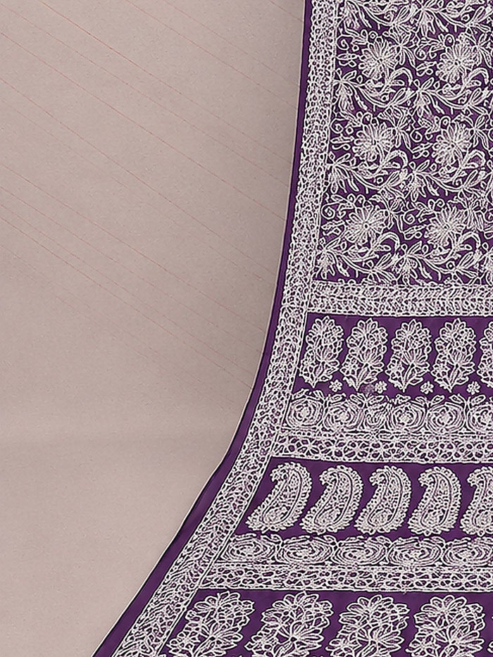 Indiehaat | Purple Georgette Chikankari Saree | Party Wear