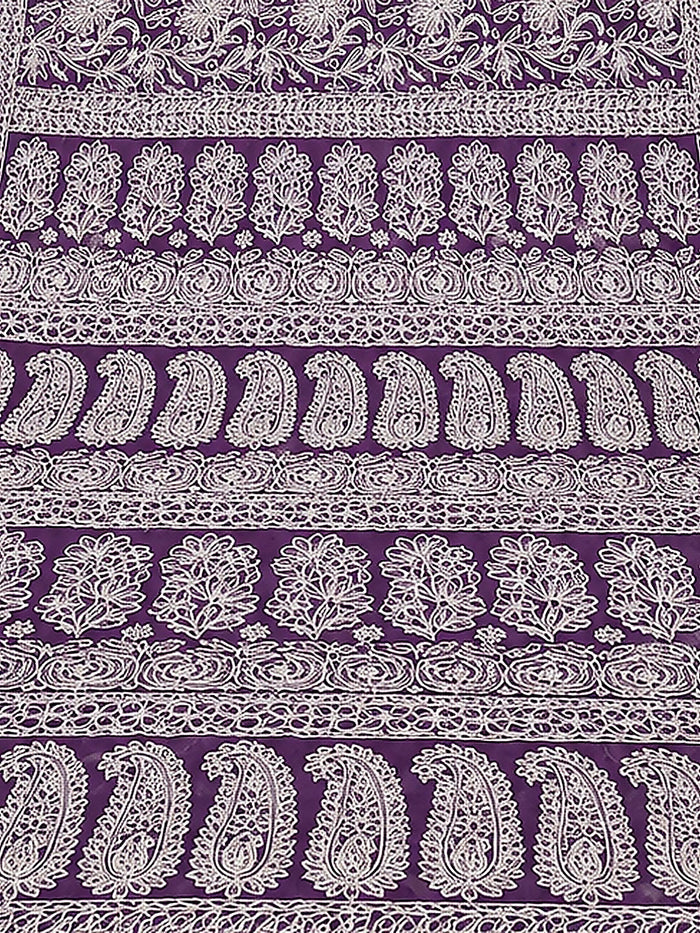 Indiehaat | Purple Georgette Chikankari Saree | Party Wear