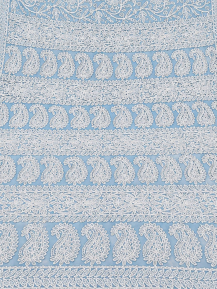 Indiehaat | Blue Georgette Chikankari Saree | Party Wear