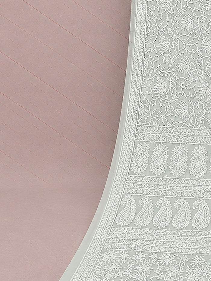 Indiehaat | Gray Georgette Chikankari Saree | Party Wear