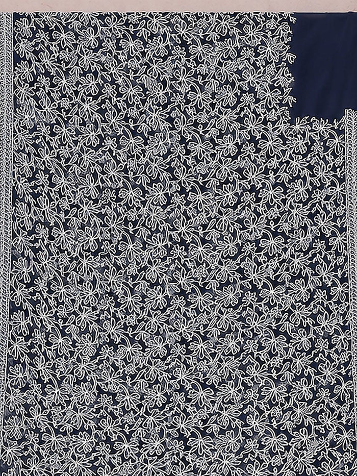 Indiehaat | Blue Georgette Chikankari Saree | Party Wear
