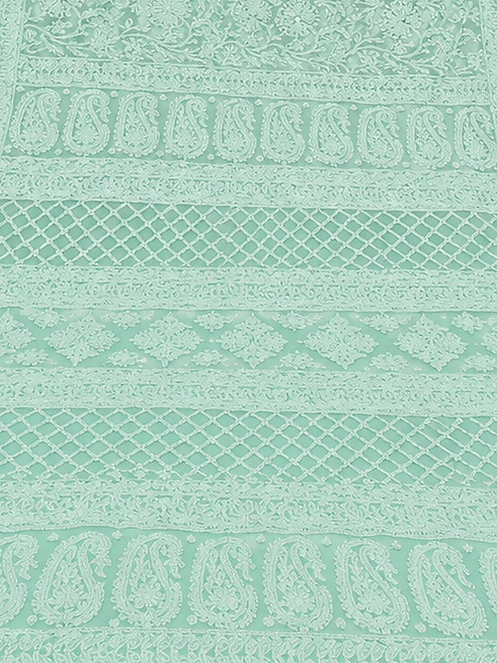 Indiehaat | Blue Georgette Chikankari Saree | Party Wear