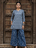 Indiehaat | Blockprinted Cotton Co-Ord Set Blue