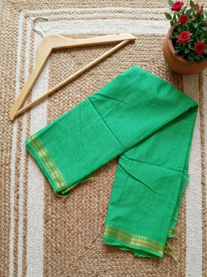 Indiehaat | Hand Dyed Kota Banarasi Silk Saree Green