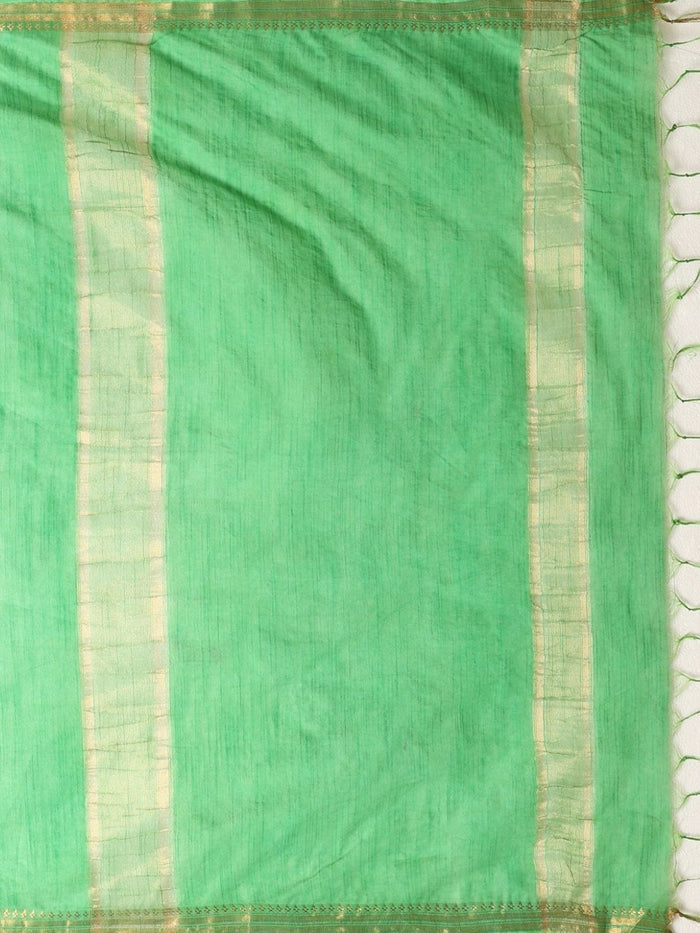 Indiehaat | Hand Dyed Kota Banarasi Silk Saree Green