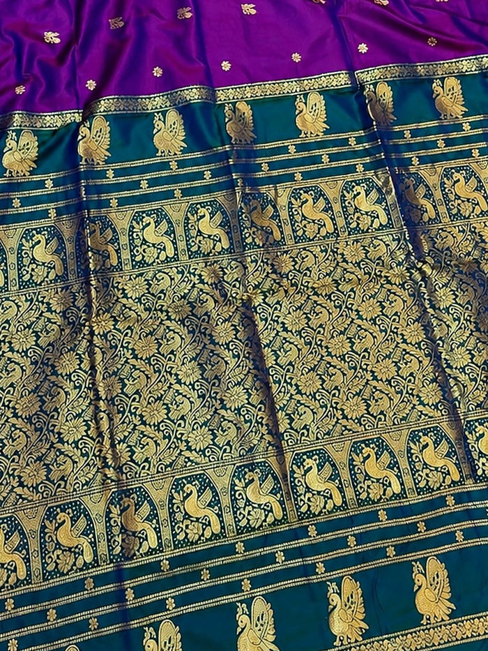 Indiehaat | Paithani Silk Handloom Saree Purple
