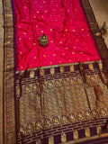 Indiehaat | Paithani Silk Handloom Saree Pink