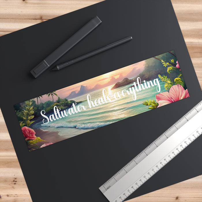 Saltwater Heals Everything Bumper Sticker – Beach Sunset Coastal Car Decal Gift