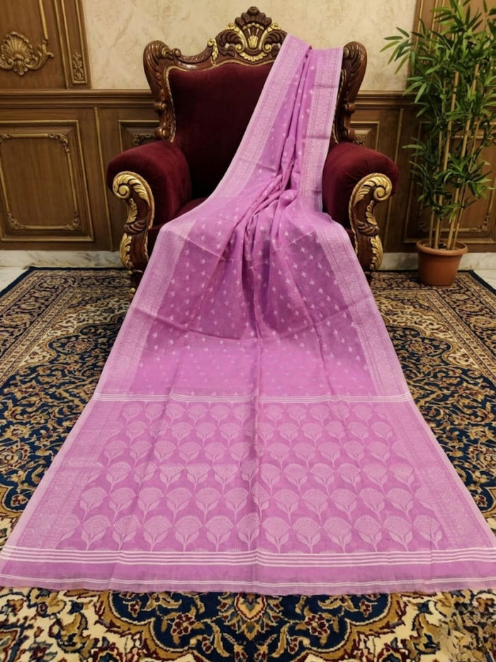 Indiehaat | Silk Linen Zari Weaving Saree Purple