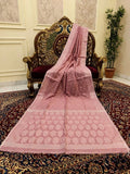 Indiehaat | Silk Linen Zari Weaving Saree Pink