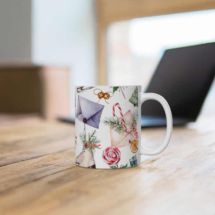 Savor Christmas with Watercolor Skates & Cookies Mug 2 Sizes Durable