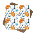 Sea Turtle Beach House Square Hardboard Coaster Set - 4pcs