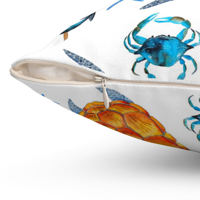 Side zipper for Beach Decorative Throw Pillows with sea turtles