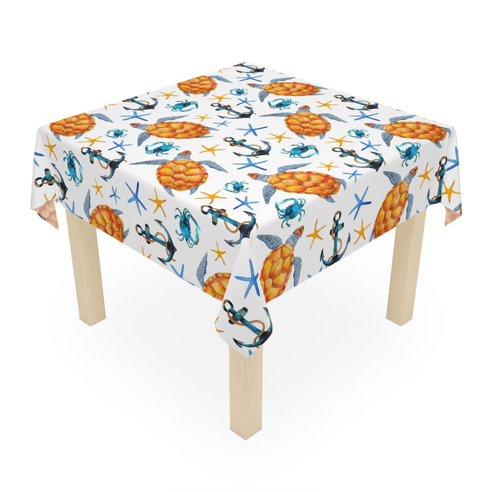 Sea Turtles Anchor Crabs Beach House Tablecloth Home  Décor