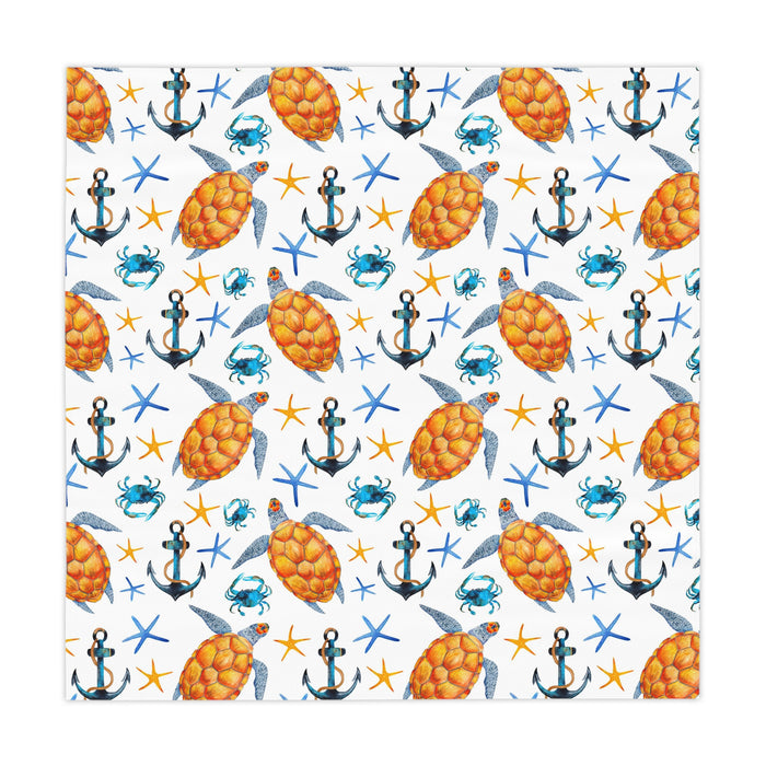 Sea Turtles Anchor Crabs Beach House Tablecloth Home  Décor