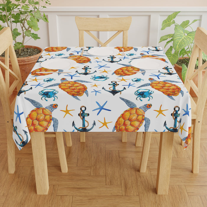 Sea Turtles Anchor Crabs Beach House Tablecloth Home  Décor
