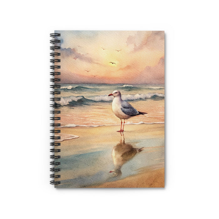 Seagull Beach Spiral Notebook Watercolor Ocean Journal Coastal Writing Diary