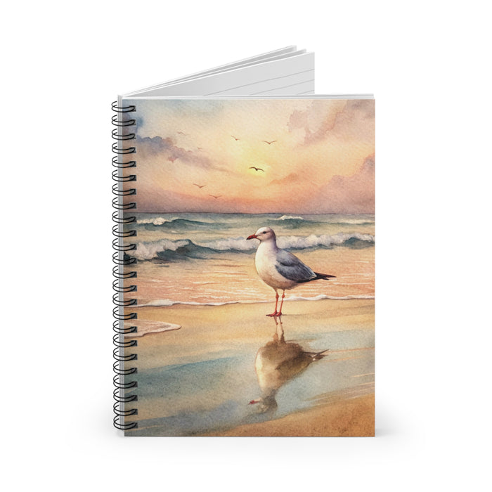 Seagull Beach Spiral Notebook Watercolor Ocean Journal Coastal Writing Diary