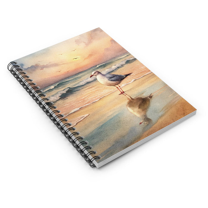 Seagull Beach Spiral Notebook Watercolor Ocean Journal Coastal Writing Diary