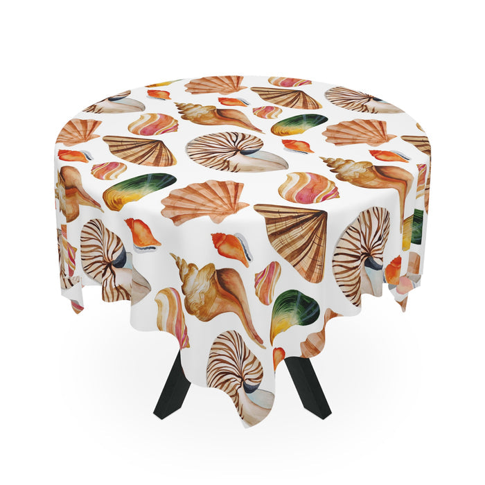 Seashell Pattern Tropical  Beach House Tablecloth Home Décor