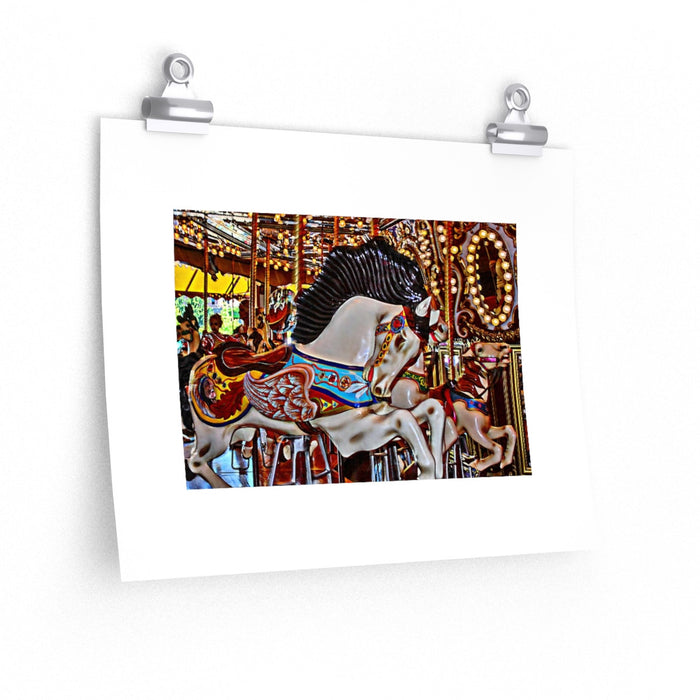Seattle Carousel Horse Poster  Print, Merry Go Round Wall Art Home Decor