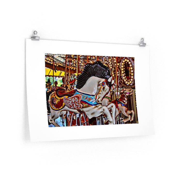 Seattle Carousel Horse Poster  Print, Merry Go Round Wall Art Home Decor