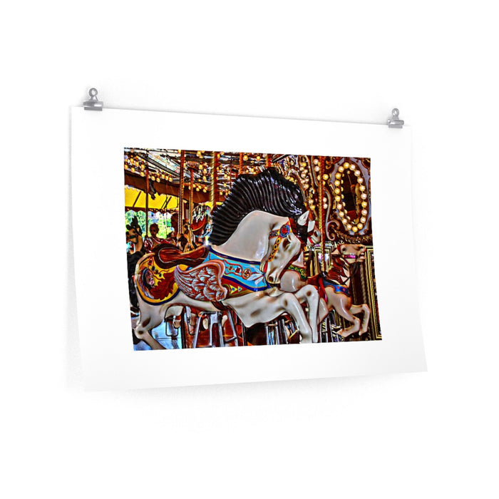 Seattle Carousel Horse Poster  Print, Merry Go Round Wall Art Home Decor
