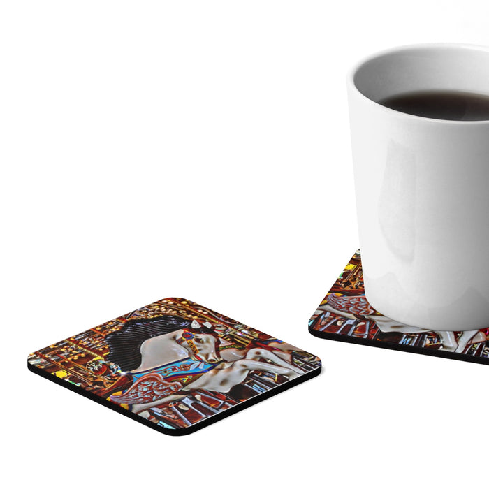 Seattle Carousel Horse Square Hardboard Coaster Set - 4pcs