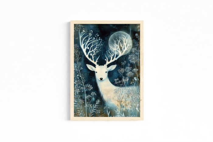 Set of 3 Unframed Woodland Animal Art Prints – Deer, Wolf & Rabbit – Archival Satin Photo Paper
