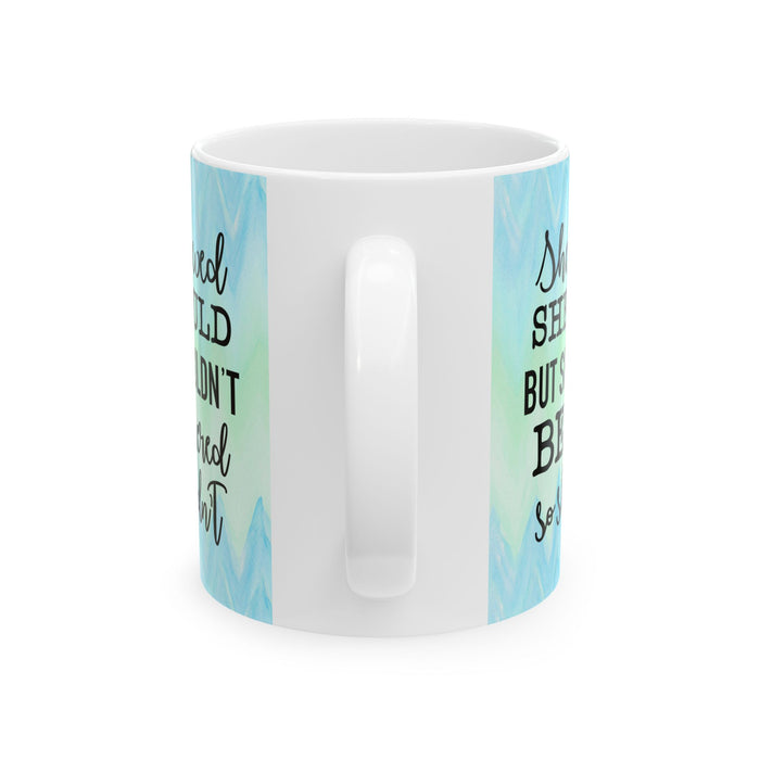 She Believed She Could Blue Green Wave White Ceramic Coffee Mug