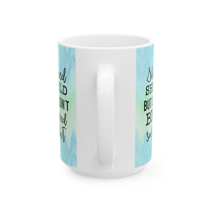 She Believed She Could Blue Green Wave White Ceramic Coffee Mug