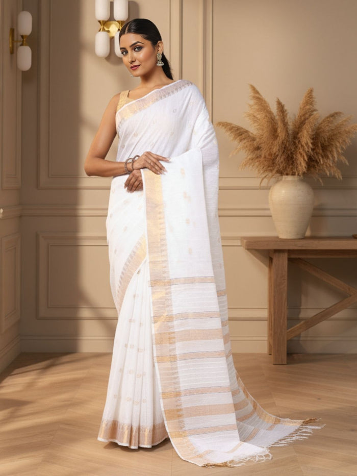 Shimmering Kota Silk Saree Golden Zari Work