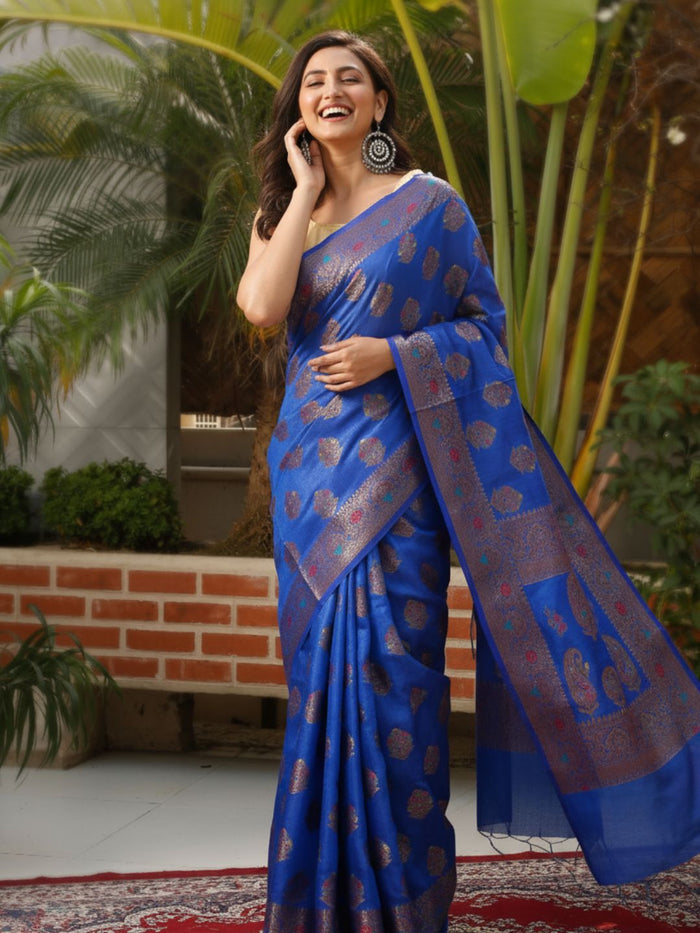 Buy Online Silkmark Certified Banarasi Muga Tussar Saree