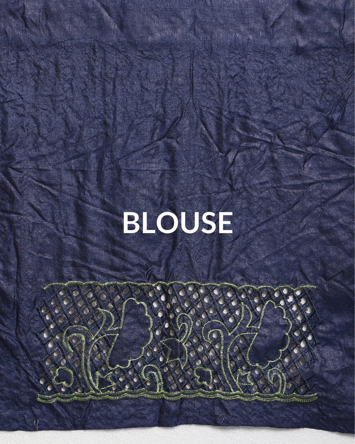Silkmark Certified Lucid Pure Tussar Cutwork Green Saree