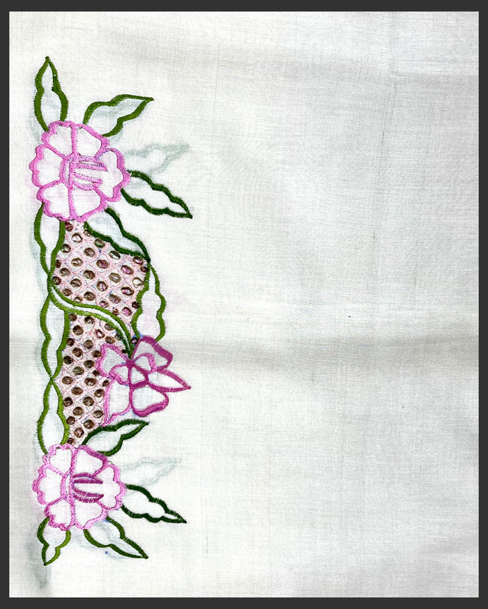 Silkmark Certified Unique Pure Tussar Cutwork Peach Saree