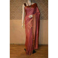 Silkmark Certified Moonga Tussar Rust Red Silk Saree with Running Blouse Handcrafted-Indiehaat