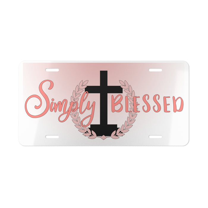 Simply Blessed Vanity Plate: Personalized Car Decor, Faith-Based Gift