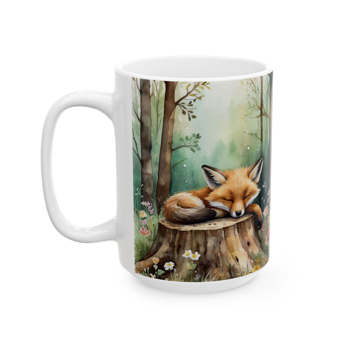 Sleeping Fox Forest Mug – Cute Woodland Animal Coffee Cup, Nature Lover Gift