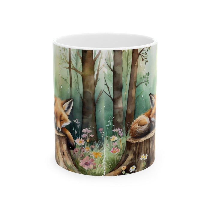Sleeping Fox Forest Mug – Cute Woodland Animal Coffee Cup, Nature Lover Gift