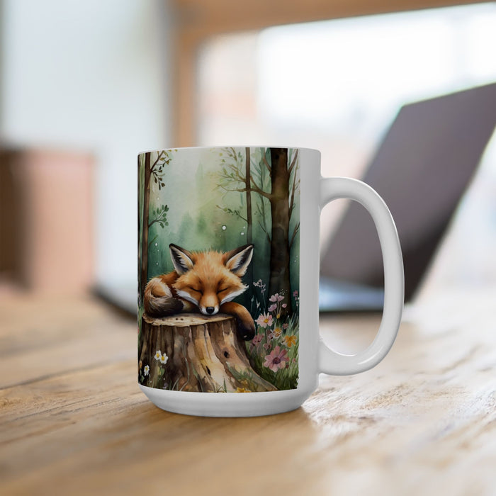Sleeping Fox Forest Mug – Cute Woodland Animal Coffee Cup, Nature Lover Gift