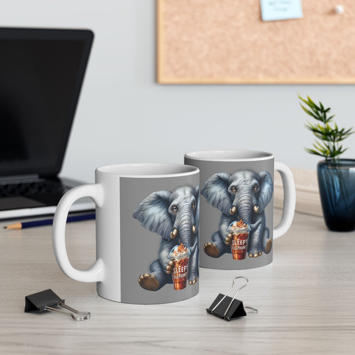 Sleepy Elephant Coffee Mug Funny Animal Cup Cute Iced Coffee Lover Morning Gift