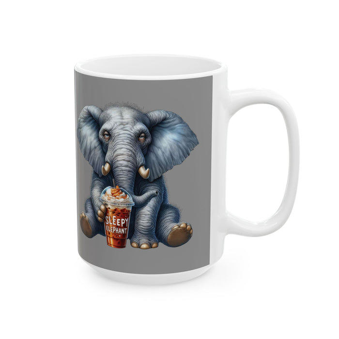 Sleepy Elephant Coffee Mug Funny Animal Cup Cute Iced Coffee Lover Morning Gift
