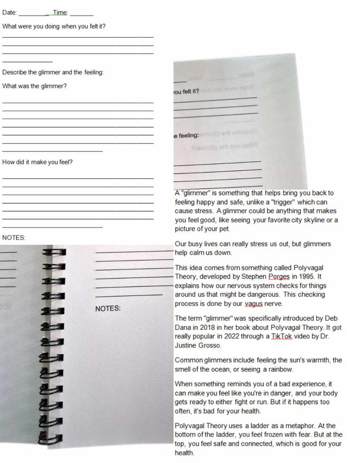 Spiral Bound Glimmer Journal with Fill‑In Pages | Guided Writing Notebook Handmade