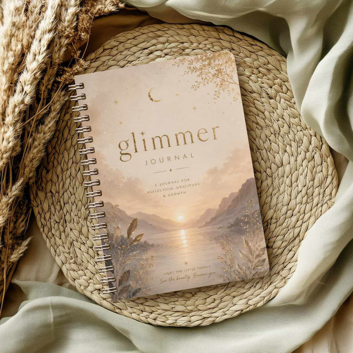 Spiral Bound Glimmer Journal with Fill‑In Pages | Guided Writing Notebook Handmade