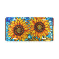 License plate with sunflower design on a white background