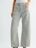 Stripe Barrel Jean w/ Seams