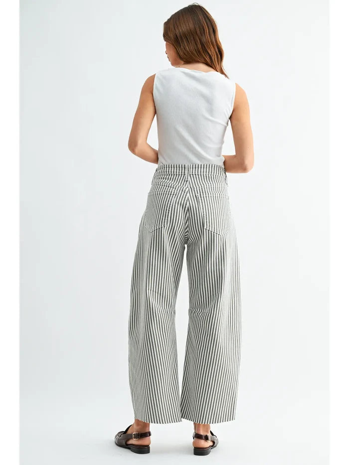 Stripe Barrel Jean w/ Seams