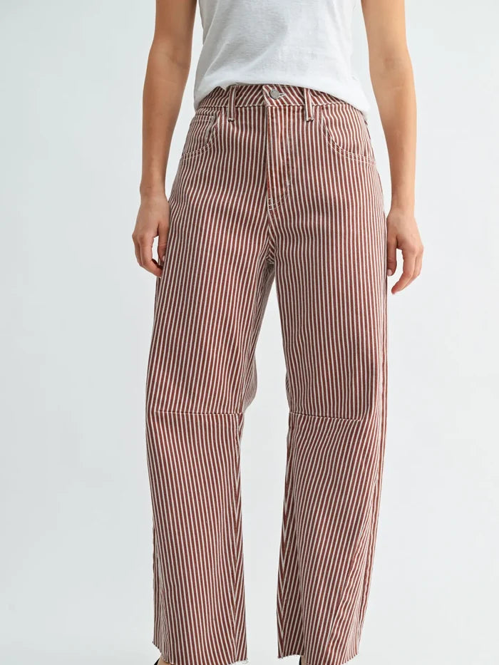 Stripe Barrel Jean w/ Seams